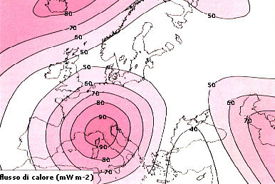 Carte des flux thermiques Europe